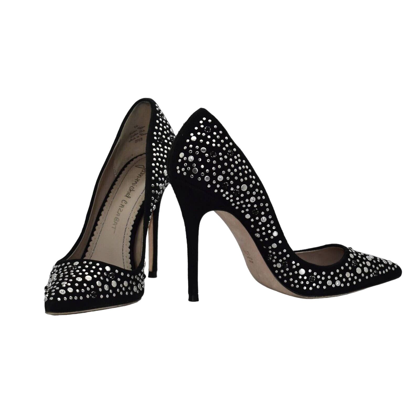 CAZABAT B0 JEAN MICHEL CAZABAT Elle Black Suede Crystal Heels 37.5 Size US 7.5 / IT 37.5 - 3 Thumbnail