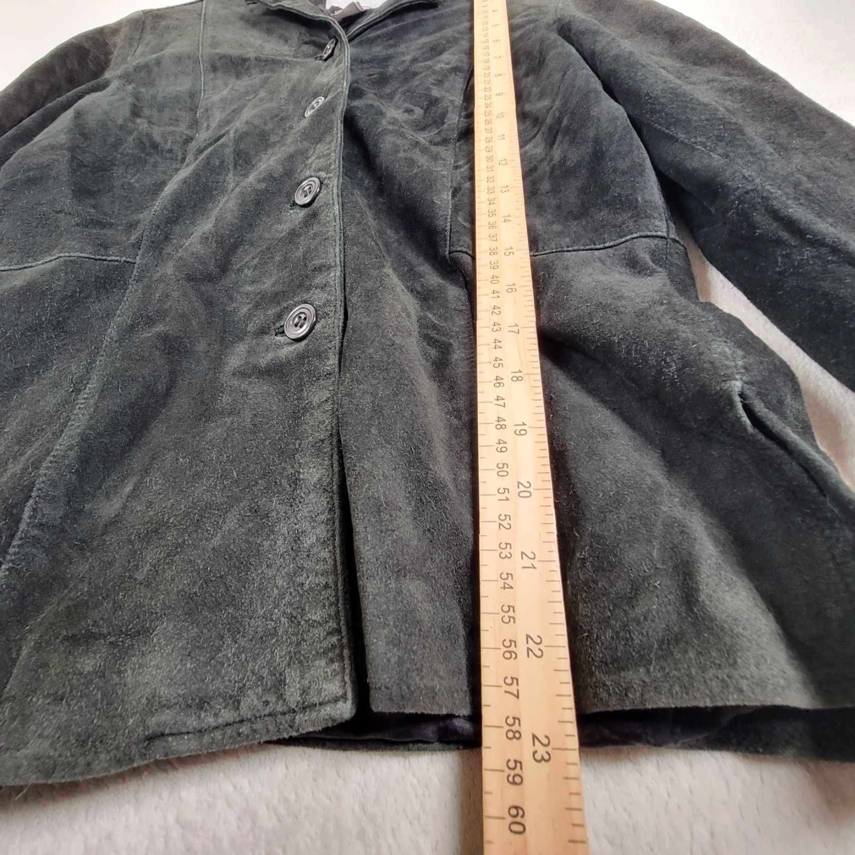 Liz Claiborne Liz Claiborne Blazer Jacket Women's PS Petite Black Suede Mid-Length Button Long Sleeve Lined Polyester City Casual Workwear Fall Winter Size S / US 4 / IT 40 - 4 Thumbnail