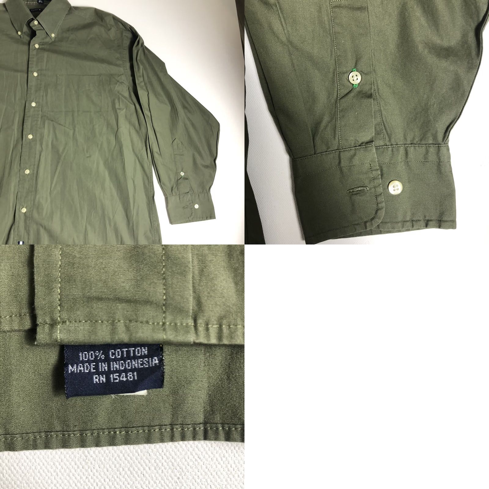 Tommy Hilfiger VINTAGE Tommy Hilfiger Shirt Mens Long Sleeve Poplin Millitary Green 2XL Button-Up Button-Front 100% Cotton Size US XXL / EU 58 / 5 - 8 Thumbnail