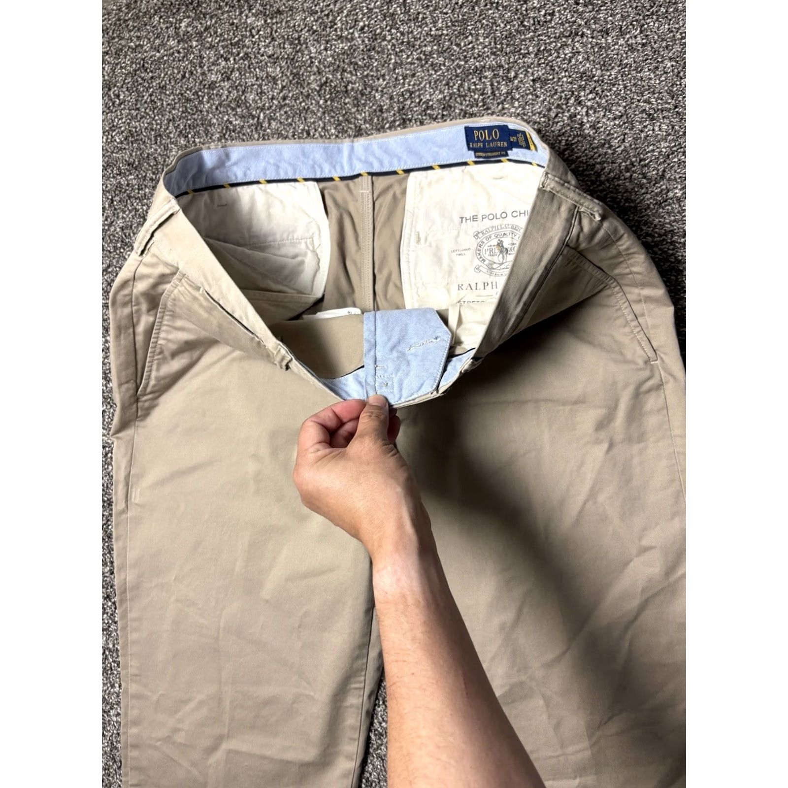 Polo Ralph Lauren Polo Ralph Lauren Chino Pant Mens 36x29 Khaki Beige Stretch Cotton Twill Cuffed Flat Front Size US M / EU 48-50 / 2 - 6 Thumbnail