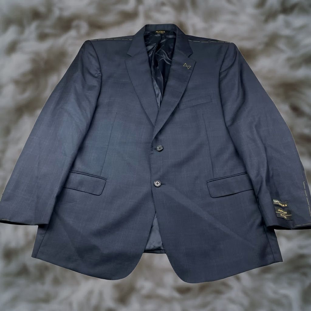 Jos. A. Bank VINTAGE? No. Jos. A. Bank Signature Gold Blazer Navy Plaid 2-Button Wool 48R Navy Stripe? (No extra) Size 48R - 1 Thumbnail