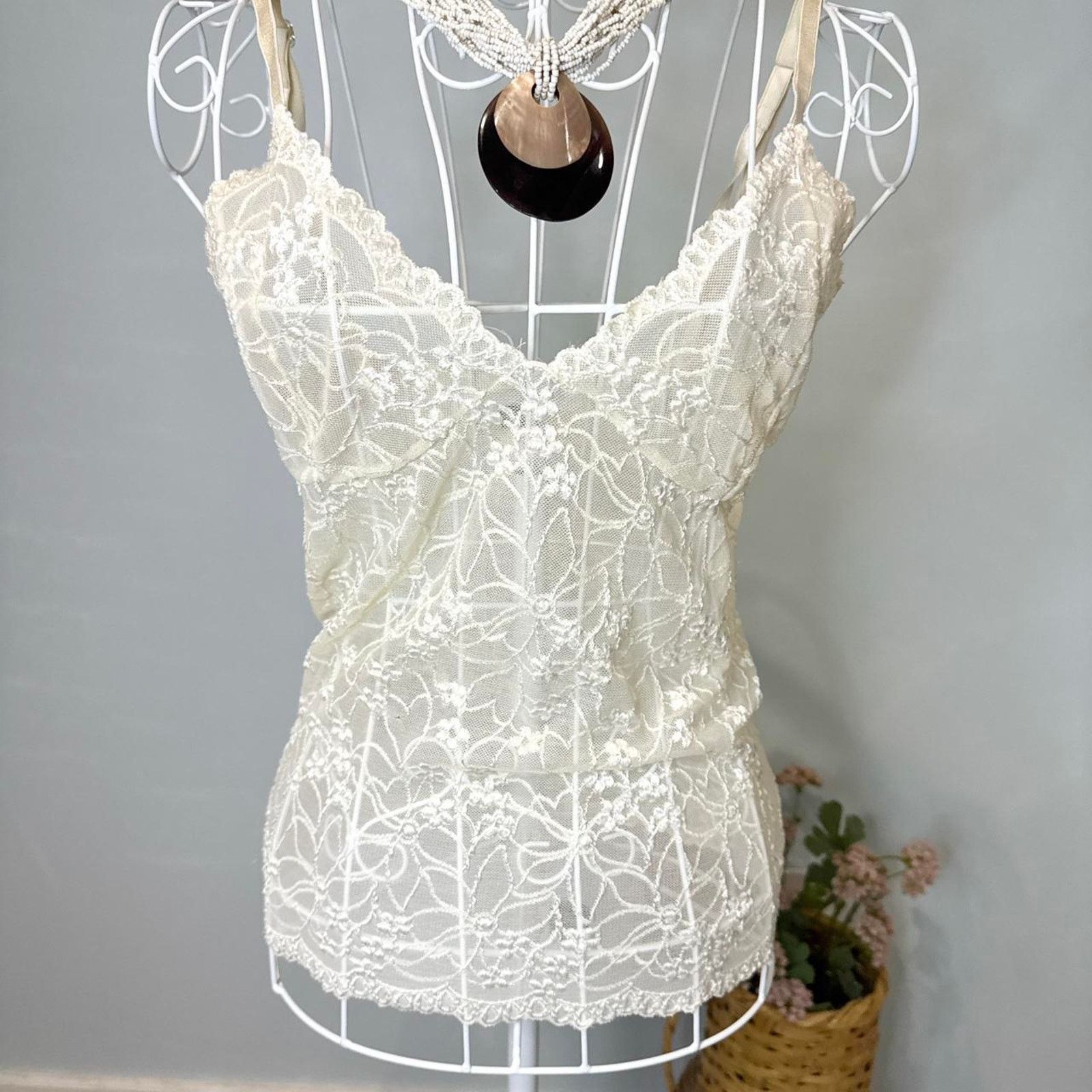 Other Vintage y2k cream lace tank top Size M / US 6-8 / IT 42-44 - 3 Thumbnail