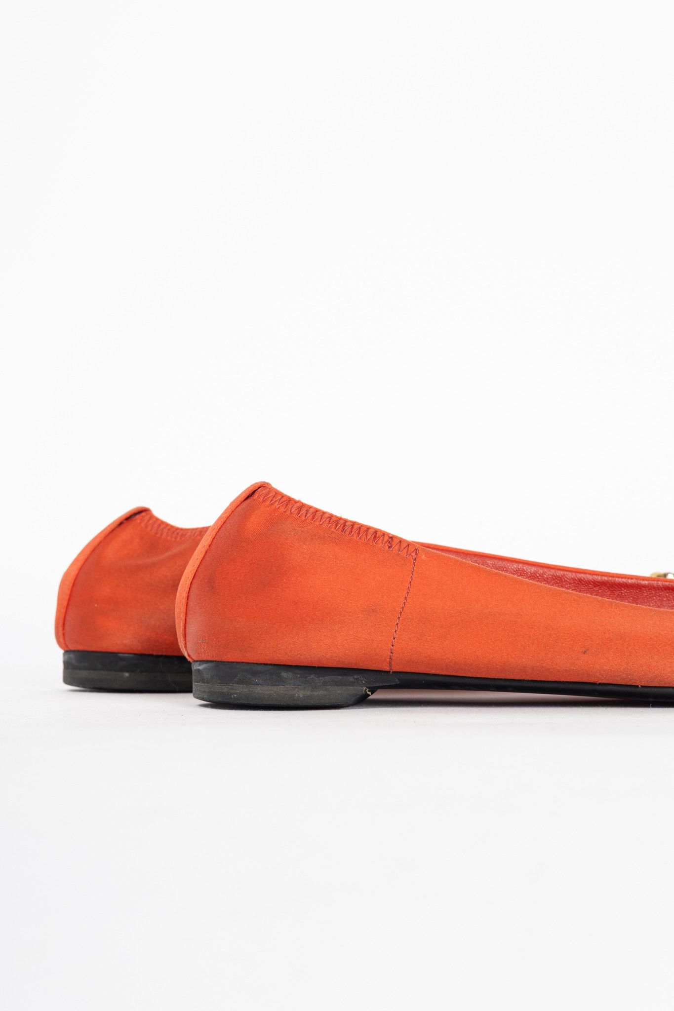 Gucci Gucci Orange Satin Crystal-Horsebit Ballet Flats Size US 8.5 / IT 38.5 - 9 Thumbnail