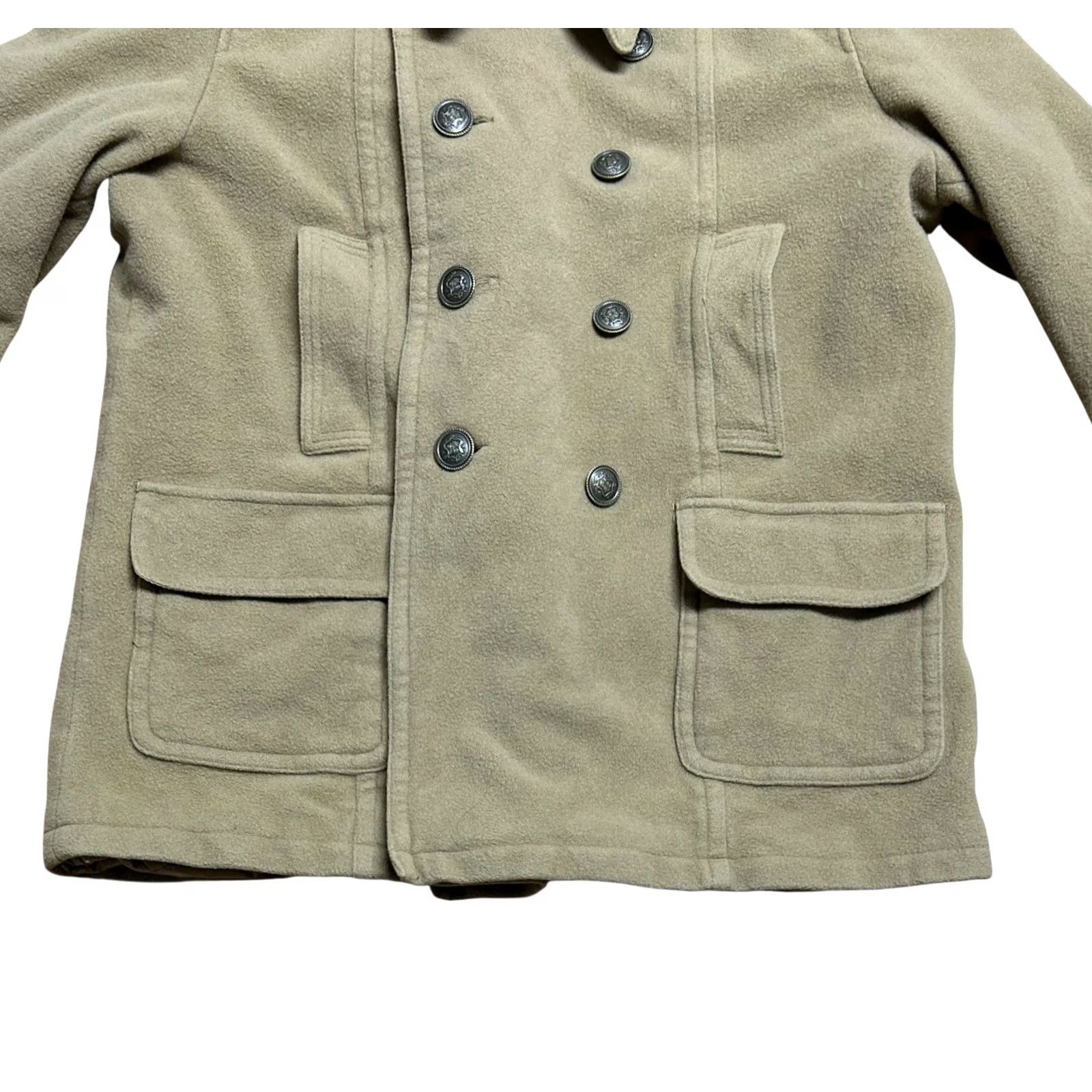 Sean John Sean John Women's Brown Button Up Wool Pea Coat Vintage Sz 2XL Y2K Jacket Tan Coat Jacket Cap Size XXL / US 16-18 / IT 52-54 - 4 Thumbnail