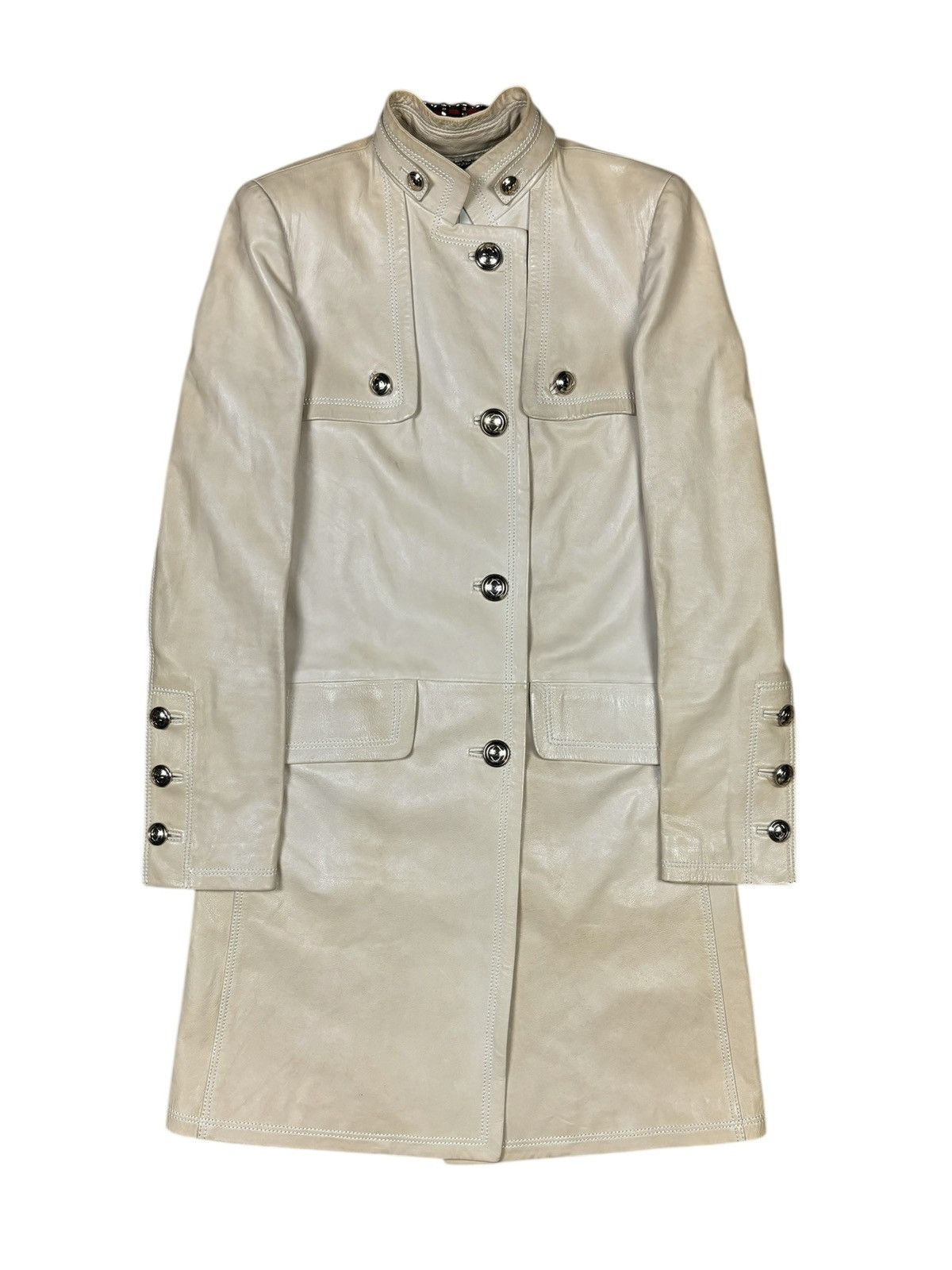 Gucci Gucci 2000s Cream Leather Coat Size S / US 4 / IT 40 - 1 Thumbnail