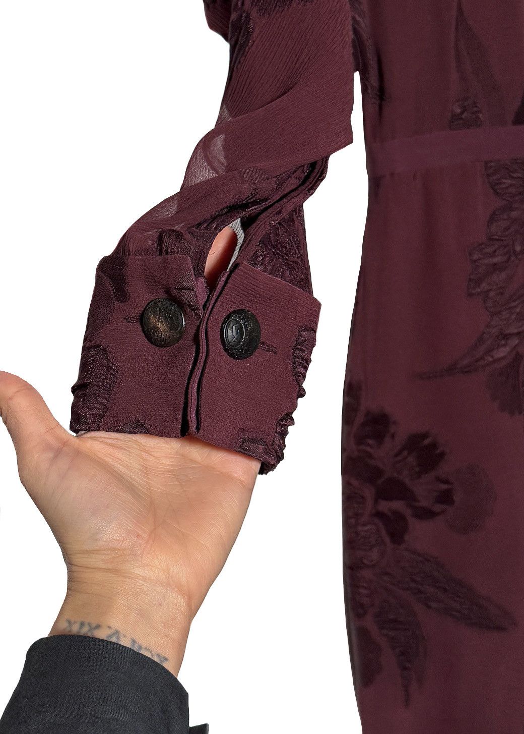 Gucci Gucci 2012 Runway Burgundy Sheer Floral Dress Size XS / US 0-2 / IT 36-38 - 6 Thumbnail