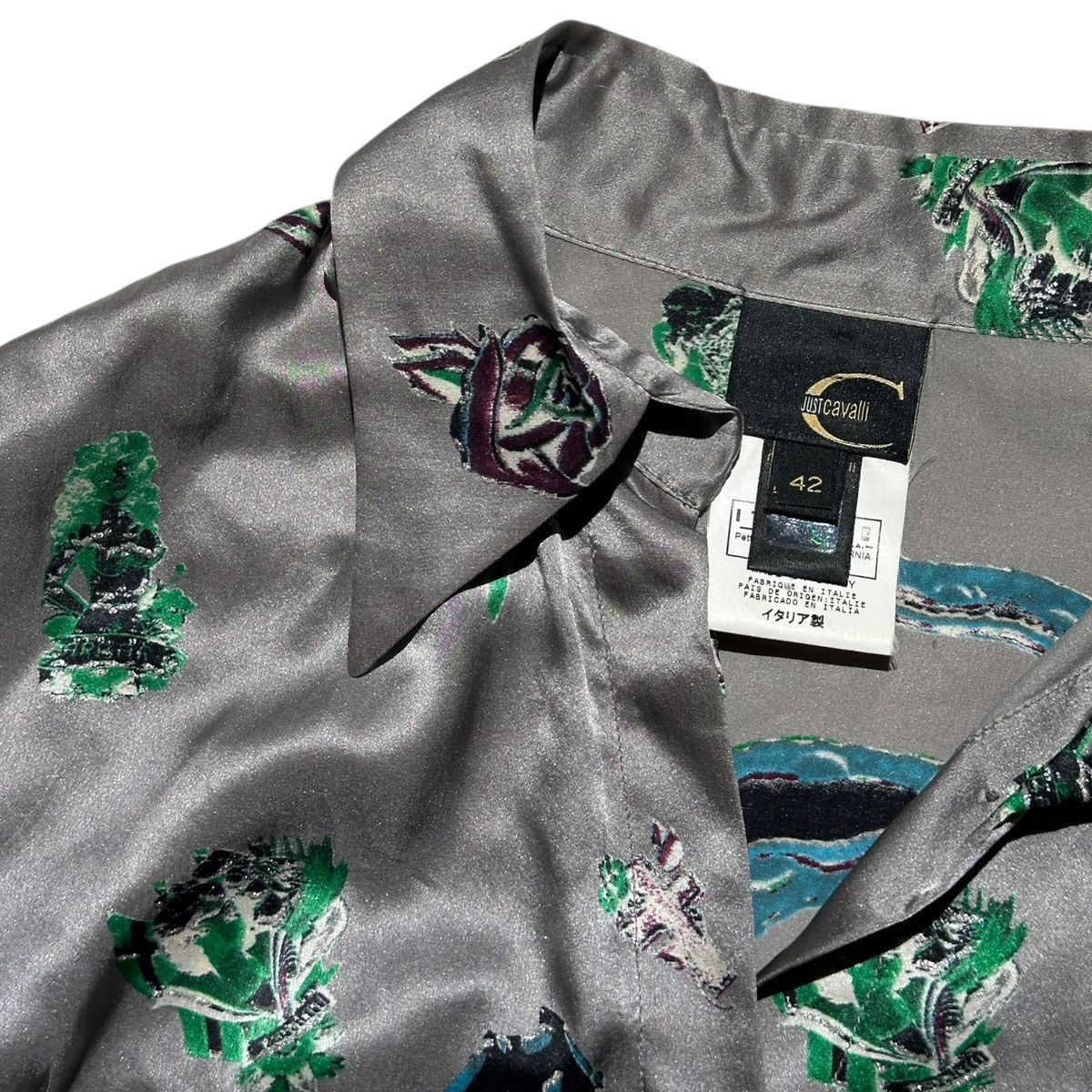 Just Cavalli × Roberto Cavalli Tattoo Tiger Graphic silk shirt Size M / US 6-8 / IT 42-44 - 3 Thumbnail