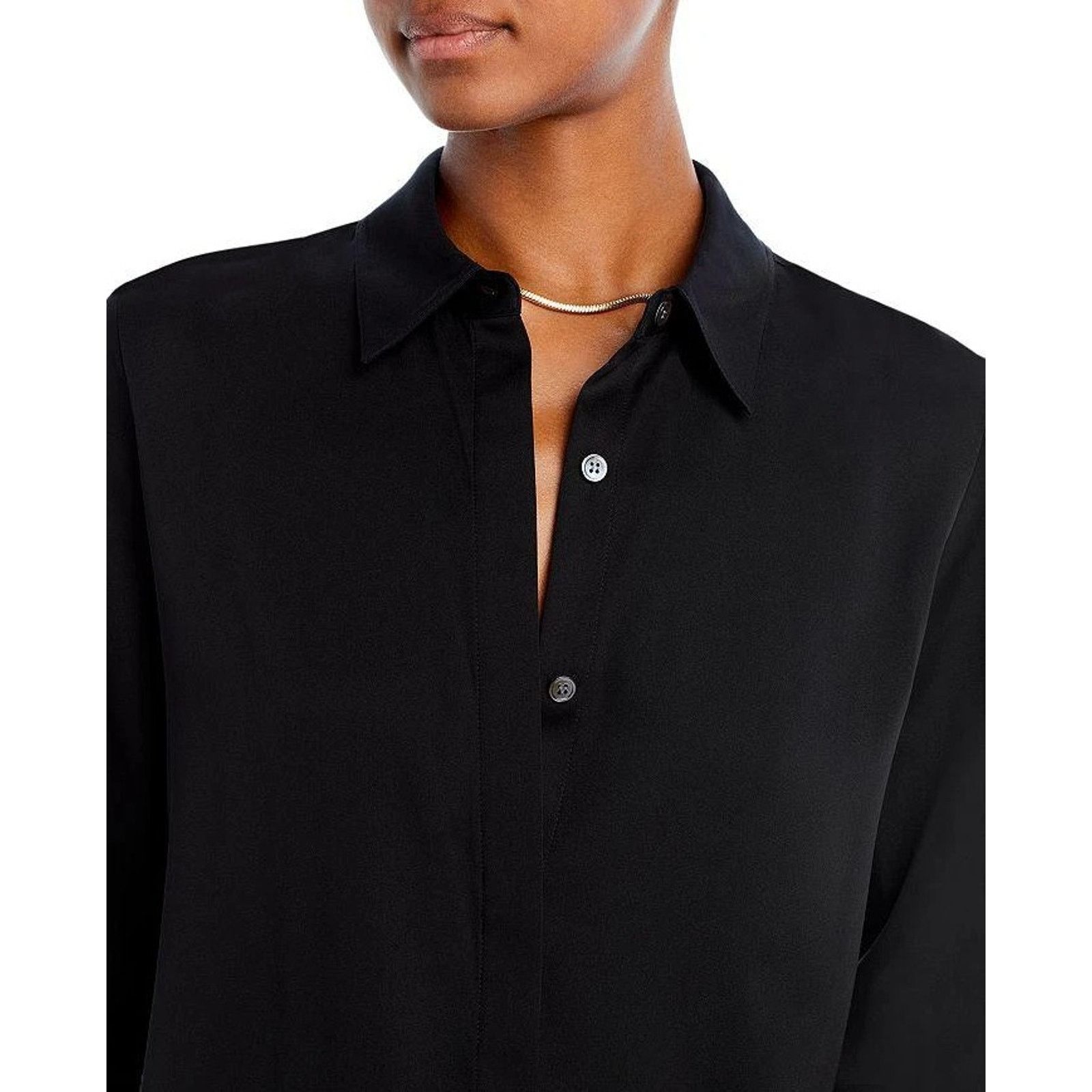 Theory Theory Women Black Silk Classic Button Down Blouse Shirt S Size S / US 4 / IT 40 - 4 Thumbnail