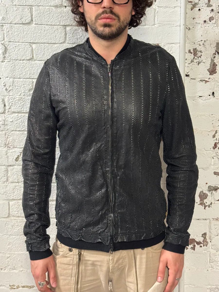 Vintage 2010s Italian Black Avant-Garde Distressed Leather Jacket Size US M / EU 48-50 / 2 - 2 Thumbnail