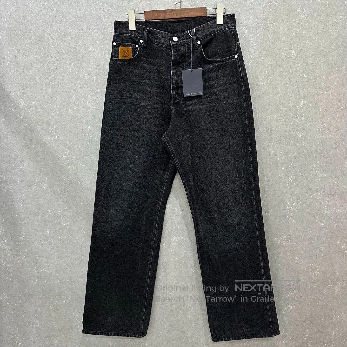 Louis Vuitton louis vuitton embroidered logo black denim pants. Size US 28 / EU 44 - 1 Thumbnail