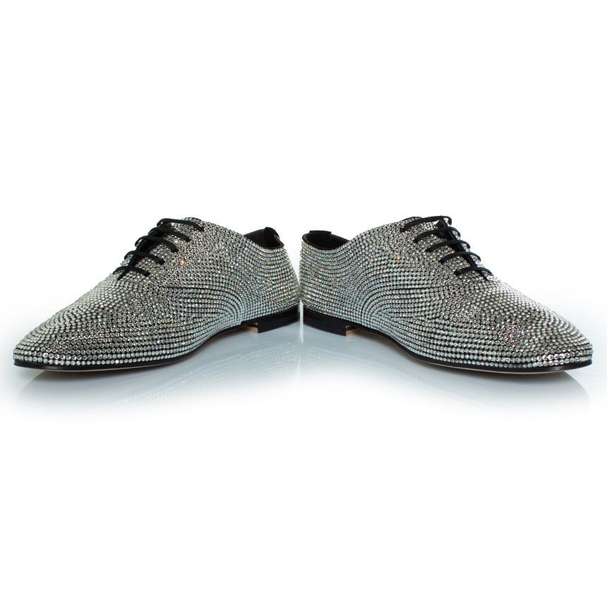 Saint Laurent Paris Saint Laurent, Lace up rhinestone derby Size US 11 / EU 44 - 6 Thumbnail