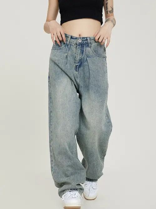 Japanese Brand Yuri American retro washed loose versatile wide-leg jeans Size US 32 / EU 48 - 6 Thumbnail