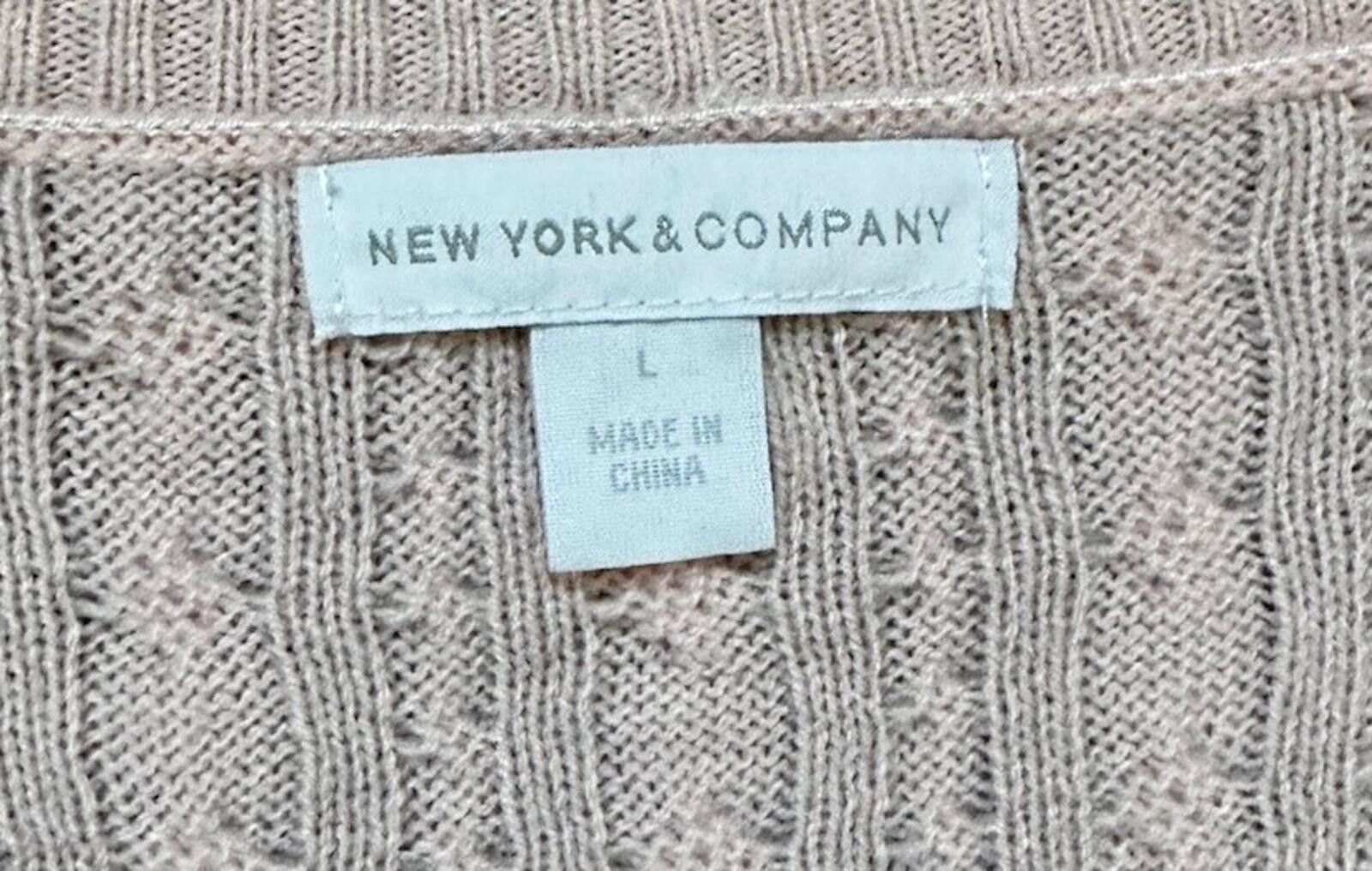 Other New York & Company Women's Large V Neck Pink Knit Sweater Size L / US 10 / IT 46 - 2 Thumbnail