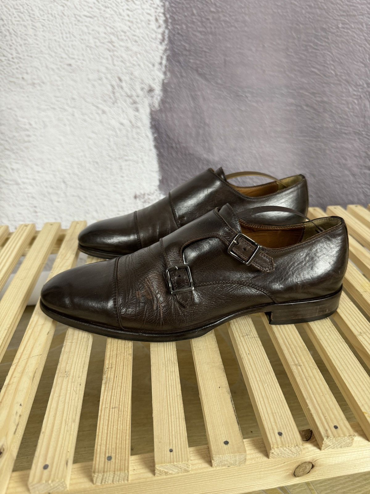 Genuine Leather Benci Broether Leather double monk brown casual shoes formal Size US 9.5 / EU 42-43 - 9 Thumbnail