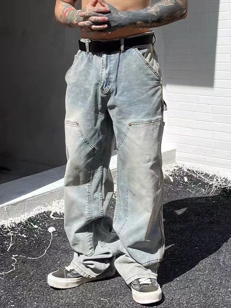 image of Loose Casual Light Blue Heavyweight Jeans, Men's (Size 34)