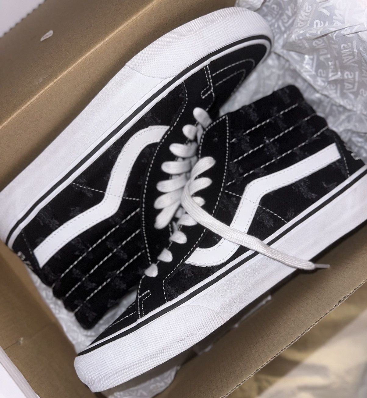 Supreme × Vans VANS X SUPREME “Sk8-Hi Reissue” Black Denim Shoes *Deadstock Size US 9 / EU 42 - 5 Thumbnail