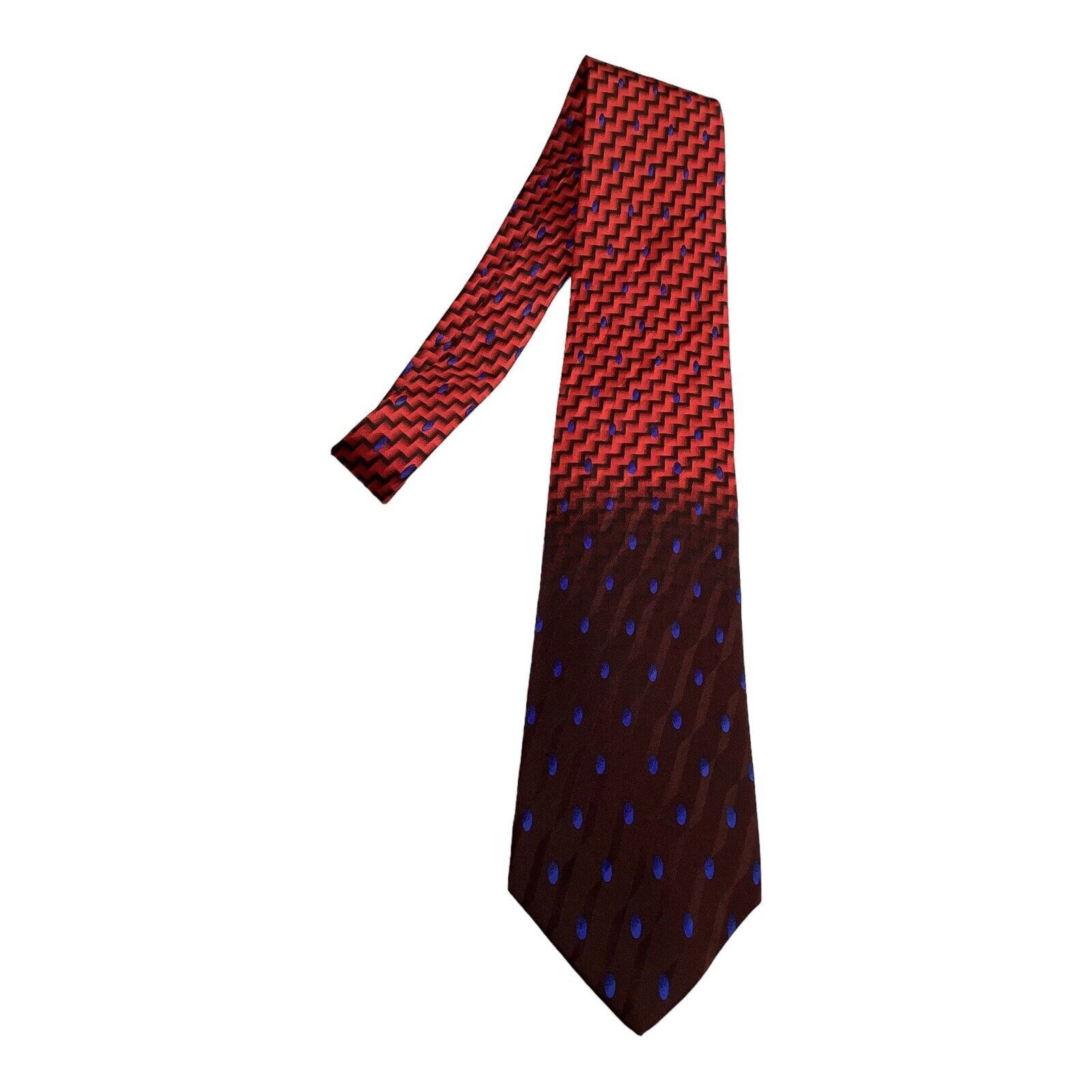 Serica SERICA Red & Brown Geometric Luxury Silk Tie France W: 3.75" Size ONE SIZE - 6 Thumbnail