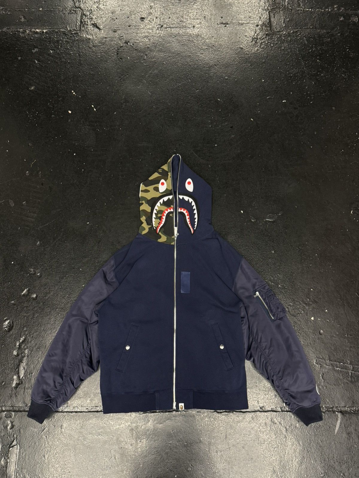 Bape Bape Military Shark Relaxed Fit Full Zip Hoodie Size US XL / EU 56 / 4 - 1 Thumbnail