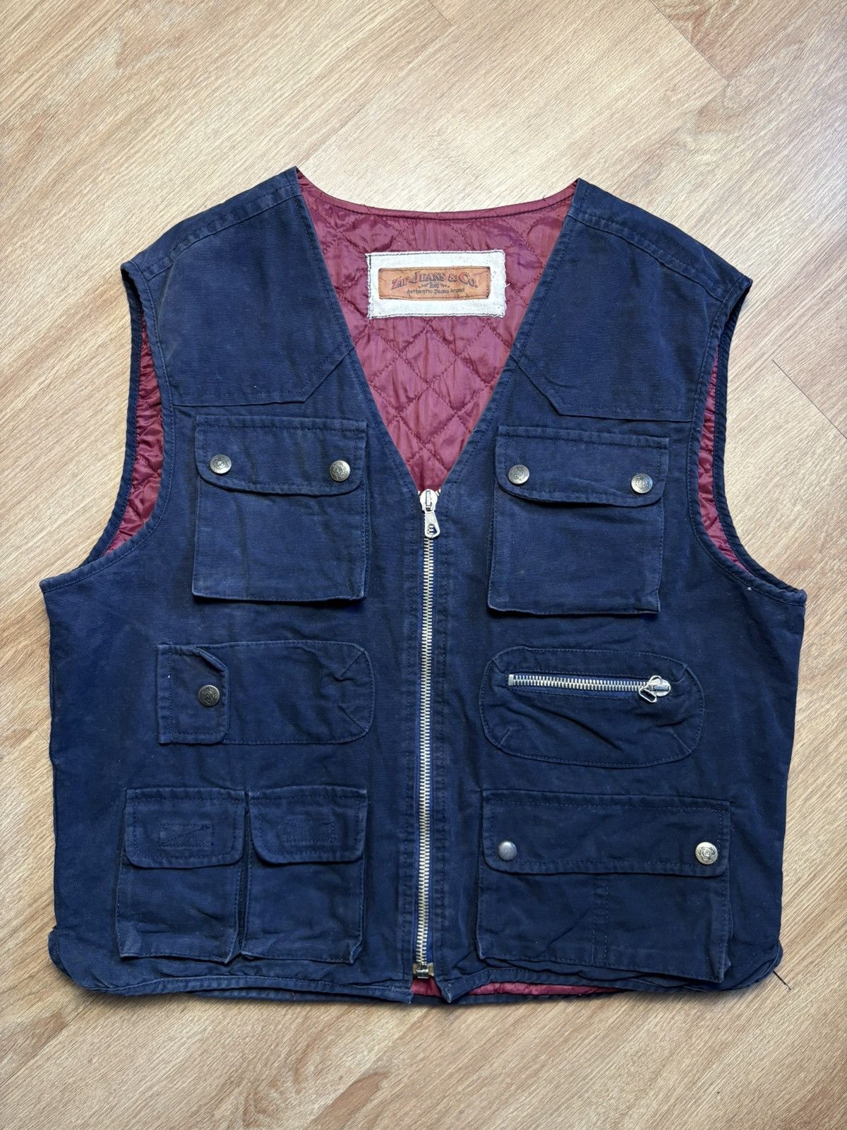 Vintage Zip Jeans & Co. 90s Technical Multi-pocket Canvas Vest (L) Size US L / EU 52-54 / 3 - 3 Thumbnail