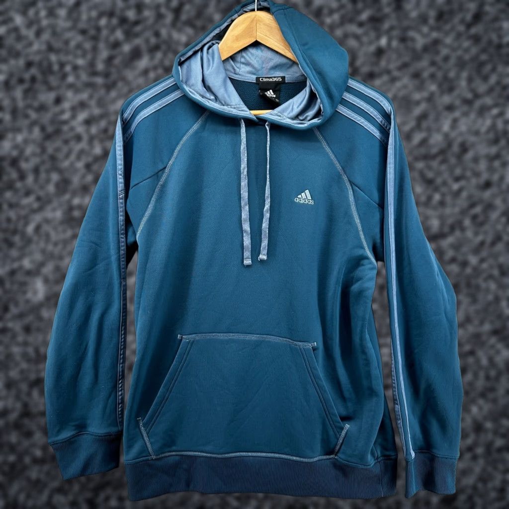 Adidas Adidas Pullover Hoodie Blue Men's Medium Long Sleeve Front Pockets Size US M / EU 48-50 / 2 - 1 Thumbnail