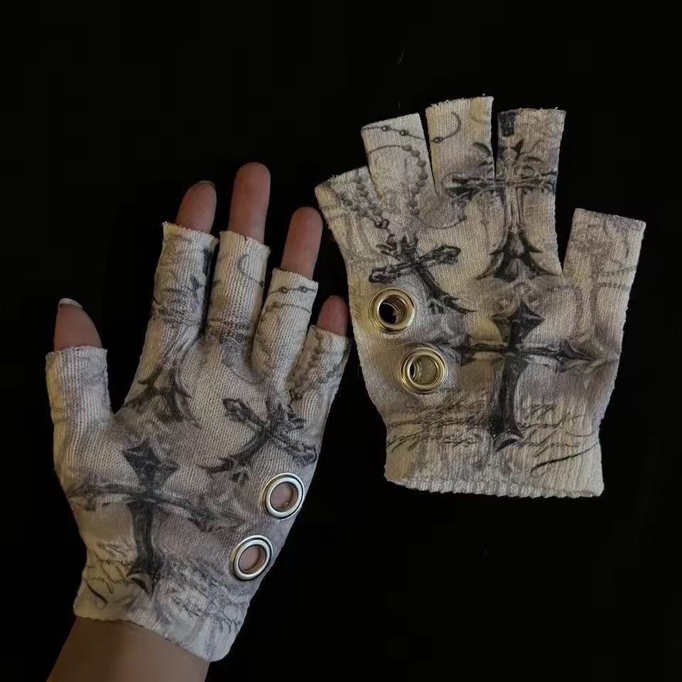 Other Gothic Punk 2000s Retro Distressed Gloves Size ONE SIZE - 4 Thumbnail
