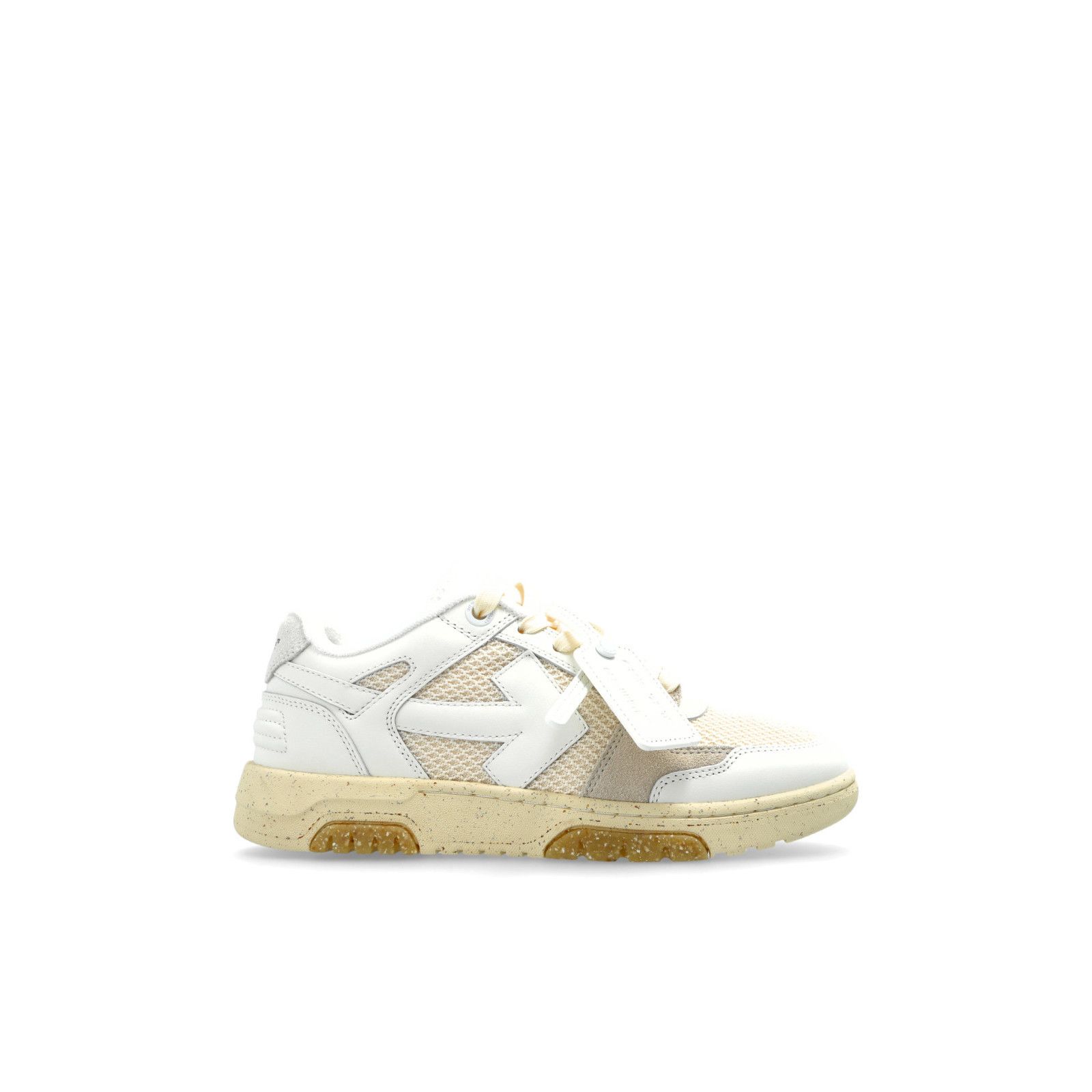 OFF-WHITE Slim Out Of Office Cream Beige Leather Sneakers Ne