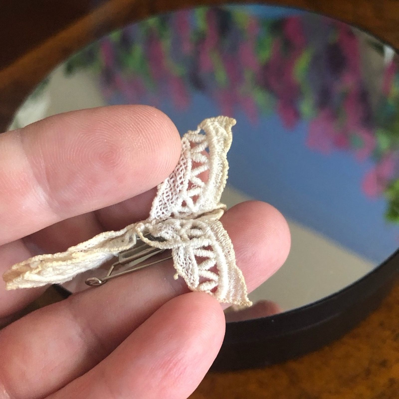 Vintage Vintage handmade crochet lace butterfly brooch pin Size ONE SIZE - 7 Thumbnail