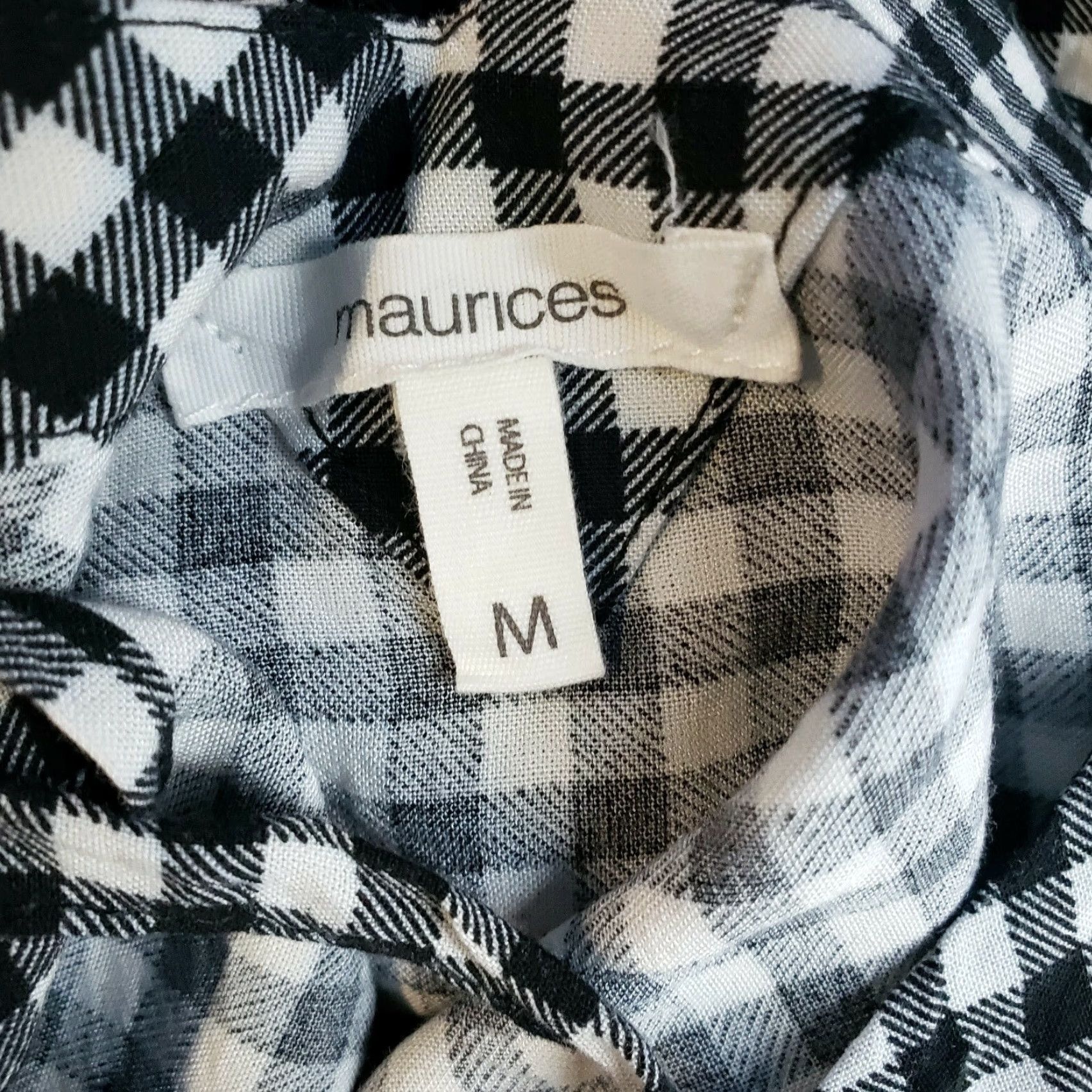 Vintage Maurices Womens Blouse Shirt 3/4 Sleeve Black White Gingham Rayon Medium Adults Womens Size M / US 6-8 / IT 42-44 - 5 Thumbnail