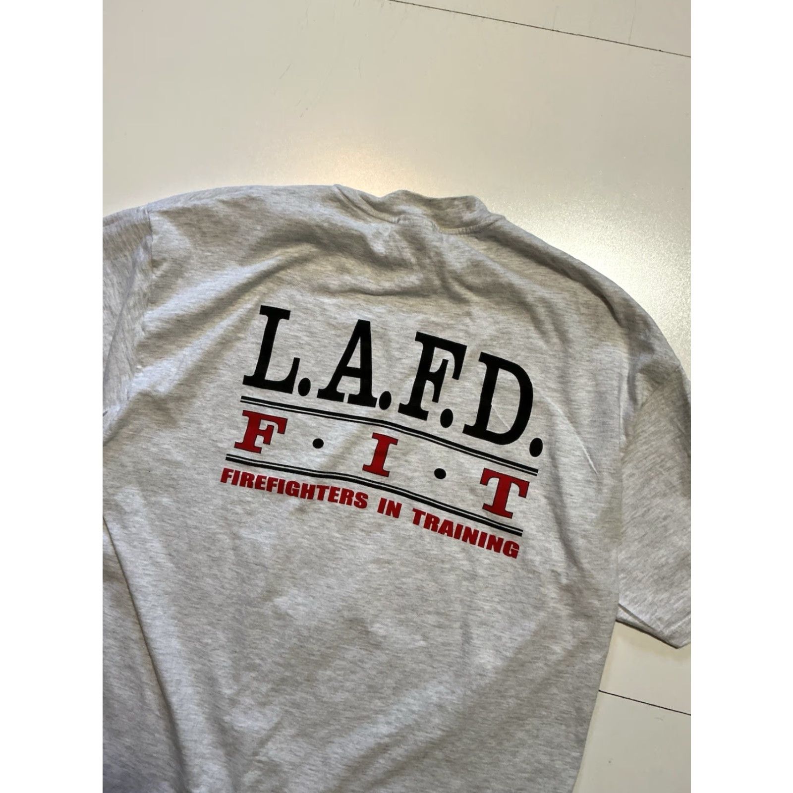 Hanes VINTAGE LAFD T-Shirt Hanes Gray XL Firefighters Training Graphic Mens Size US XL / EU 56 / 4 - 5 Thumbnail