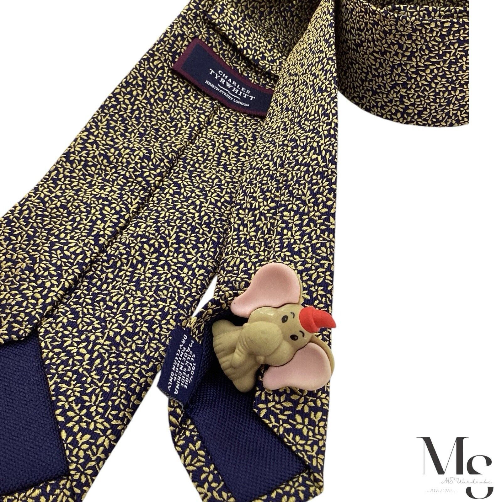 Charles Tyrwhitt CHARLES TYRWHITT Gold Floral Silk Tie W:3.25" EX COND Size ONE SIZE - 4 Thumbnail