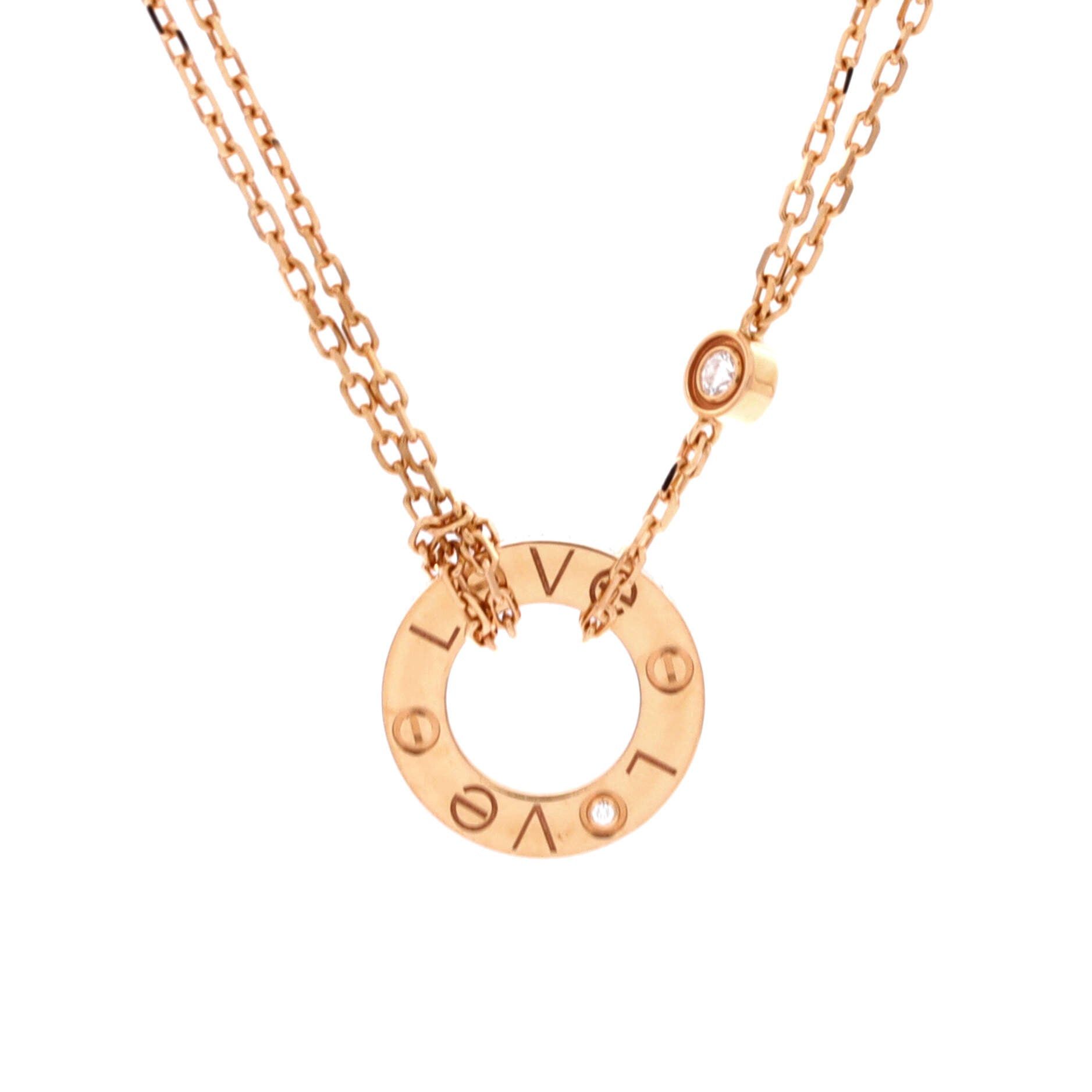 Cartier 2 Diamonds Love Pendant Necklace Size ONE SIZE - 1 Thumbnail