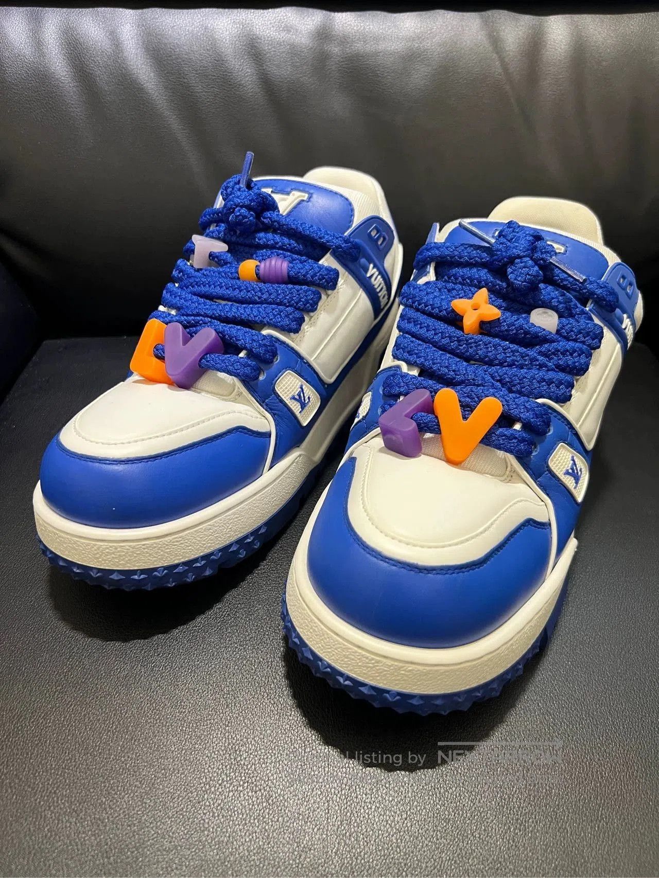 Louis Vuitton Blue Leather Sneakers.