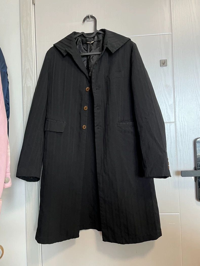 Comme Des Garcons Thin Dark Stripe Long Coat Black