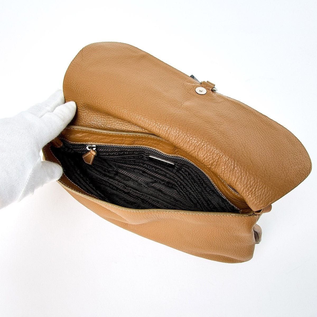 Prada Prada Leather Triangle Shoulder Bag Brown Size ONE SIZE - 5 Thumbnail