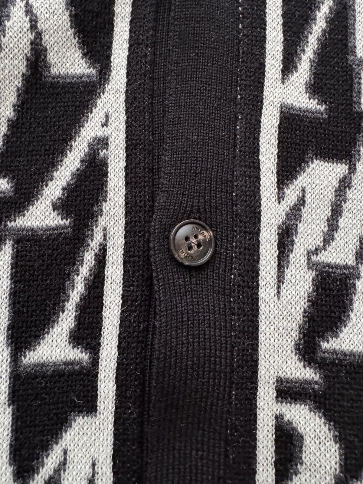 Amiri Amiri Repeat Wool-Jacquard Cardigan- Size L Size US L / EU 52-54 / 3 - 4 Thumbnail
