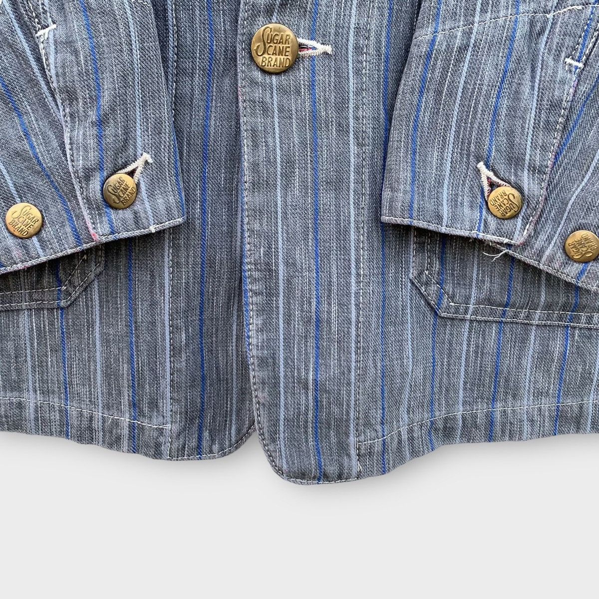 Toyo Enterprises VINTAGE SUGAR CANE DENIM STRIPE CHORE JACKET Size US M / EU 48-50 / 2 - 6 Thumbnail