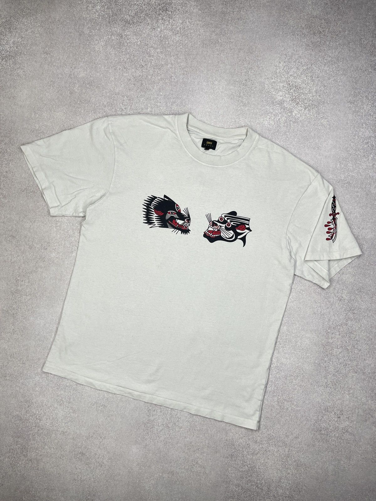 Edwin × Japanese Brand Mens Edwin Teide Flash T Shirt Japanese Style White Size US L / EU 52-54 / 3 - 1 Thumbnail