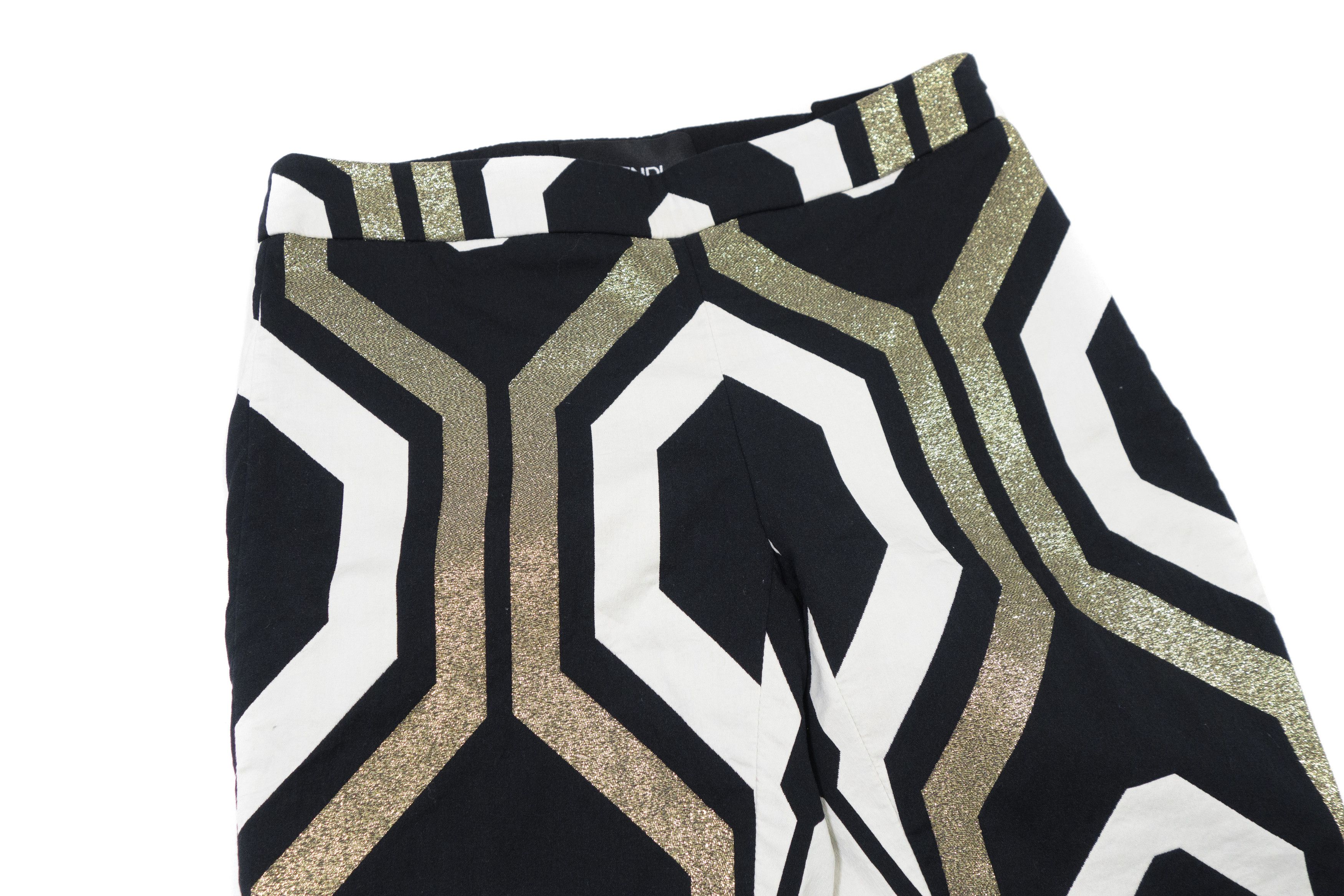 Fendi Metallic Jacquard Geometric Hexagon Trousers Size 27" / US 4 / IT 40 - 3 Thumbnail