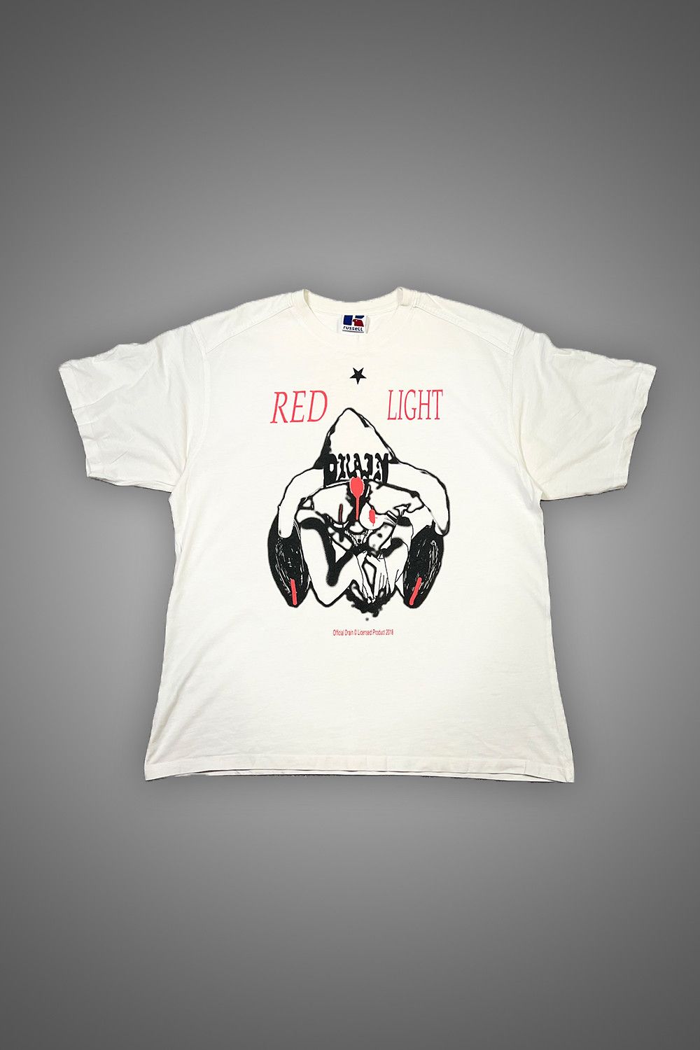 image of Drain Gang x Sad Boys Og Red Light Album T-Shirt in White, Men's (Size XL)