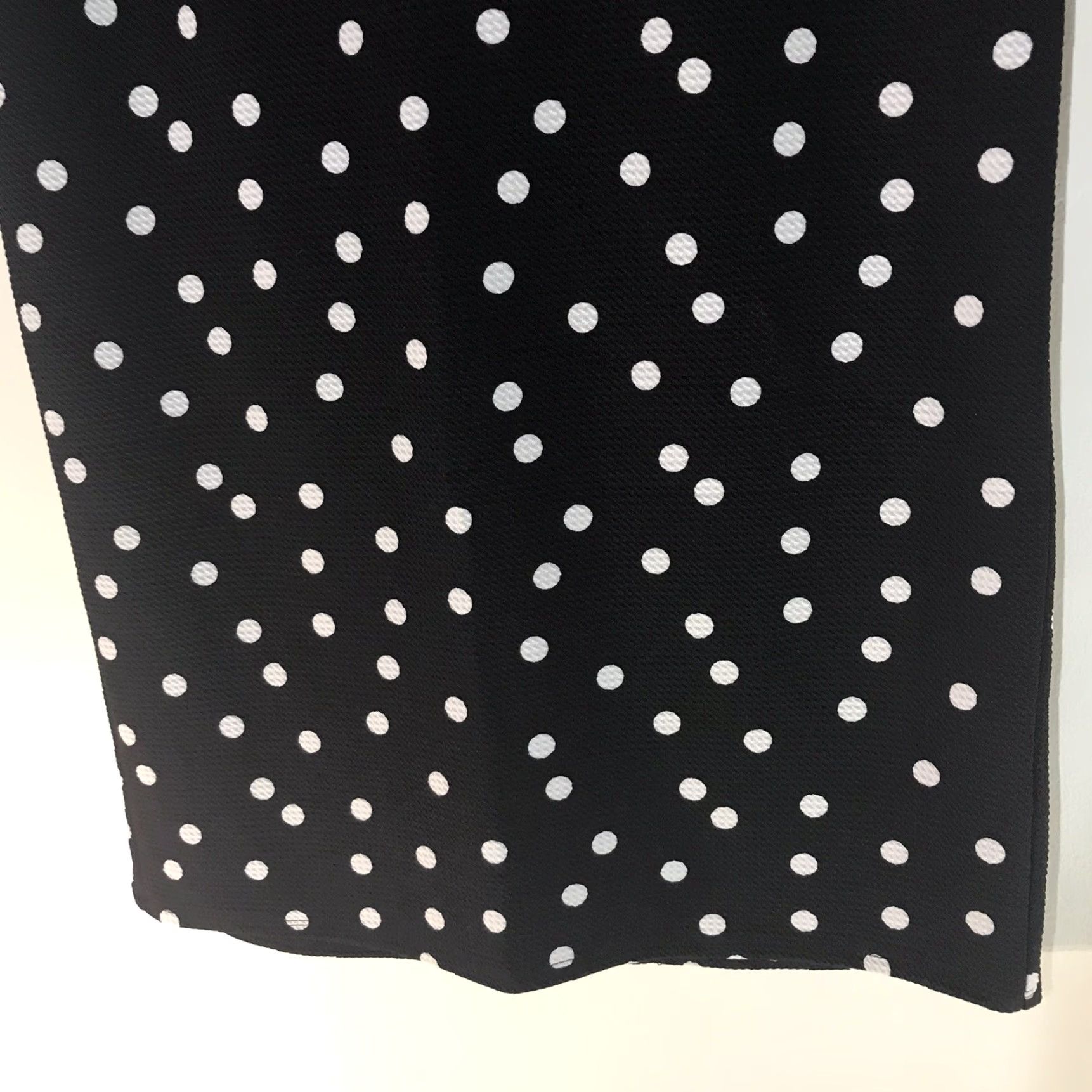 Vintage Tacera Black W-Wht Polka Dots Textured Pull On Midi Skirt Womens Size M Size 32" / US 10 / IT 46 - 3 Thumbnail