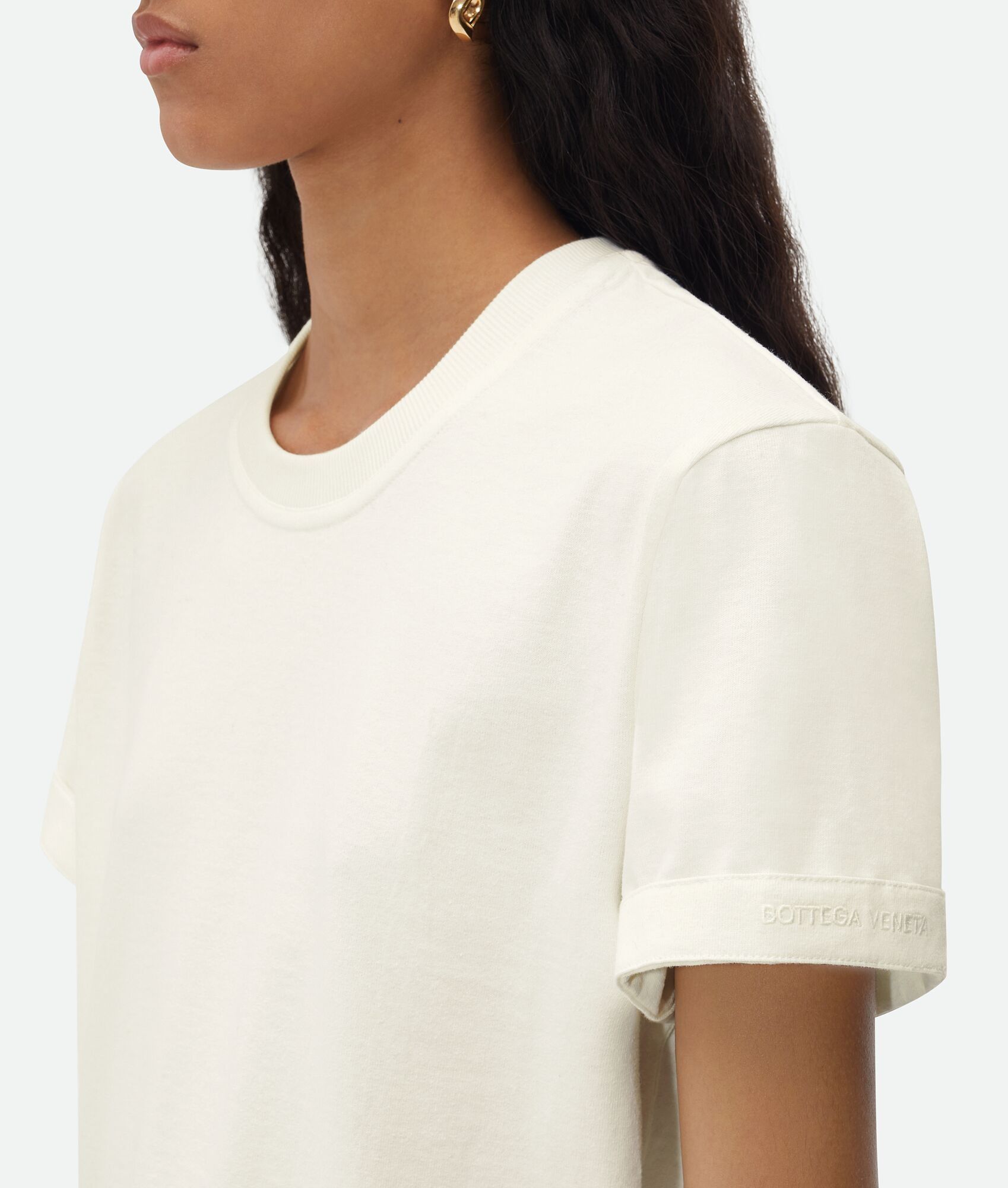 Bottega Veneta o1bcso1str0425 Light Cotton T-Shirt in Chalk Size S / US 4 / IT 40 - 4 Thumbnail