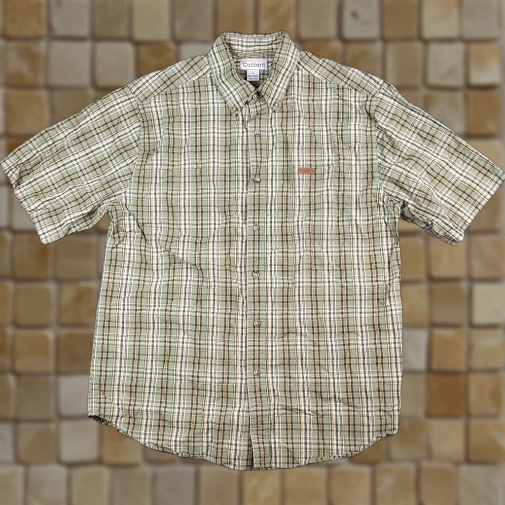 Carhartt VINTAGE Carhartt Button-Up Shirt Mens L Green Plaid Button-Down Collared Work Shirt Size US L / EU 52-54 / 3 - 1 Thumbnail