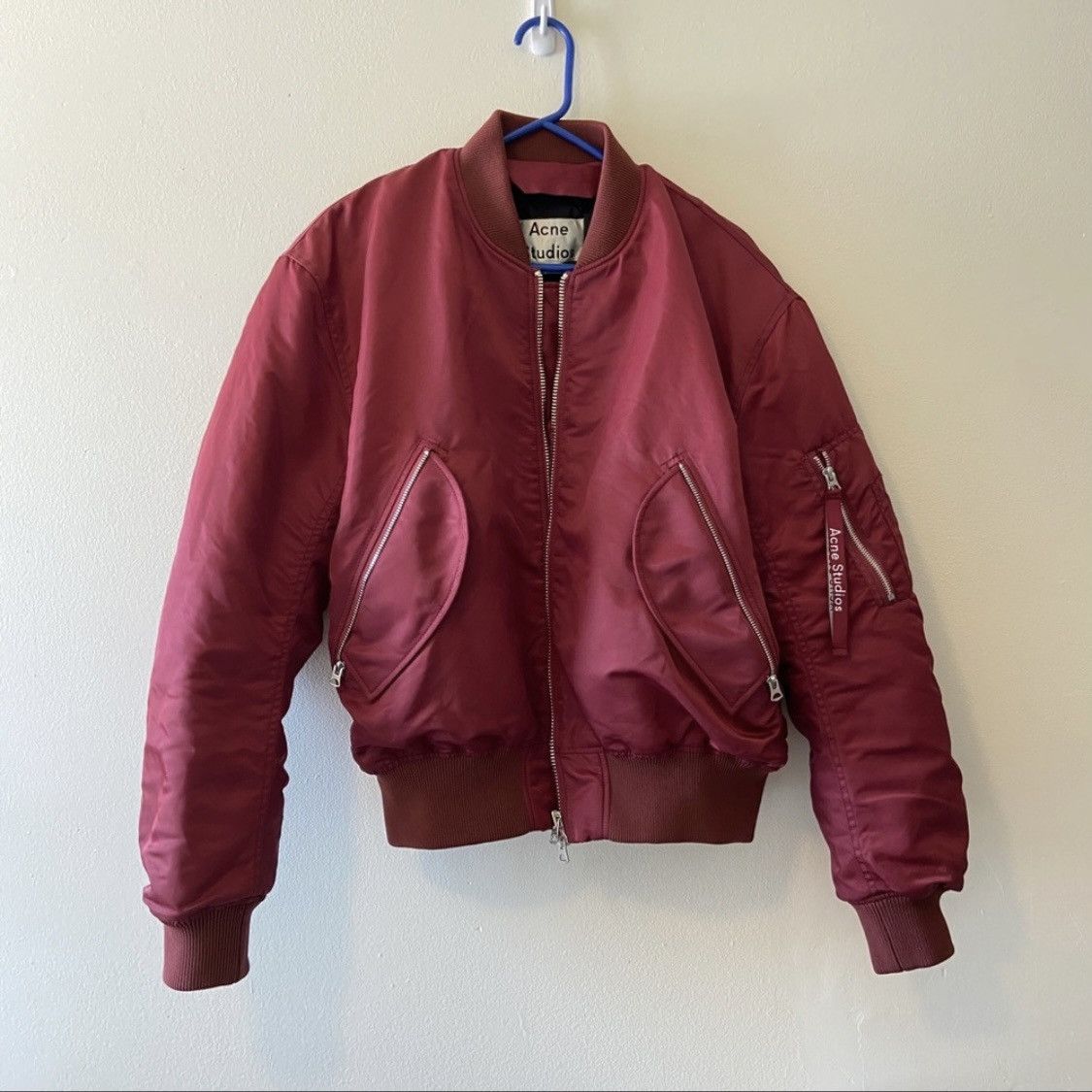image of Acne Studios Makio Ma-1 Bomber in Burgundy, Men's (Size Small)