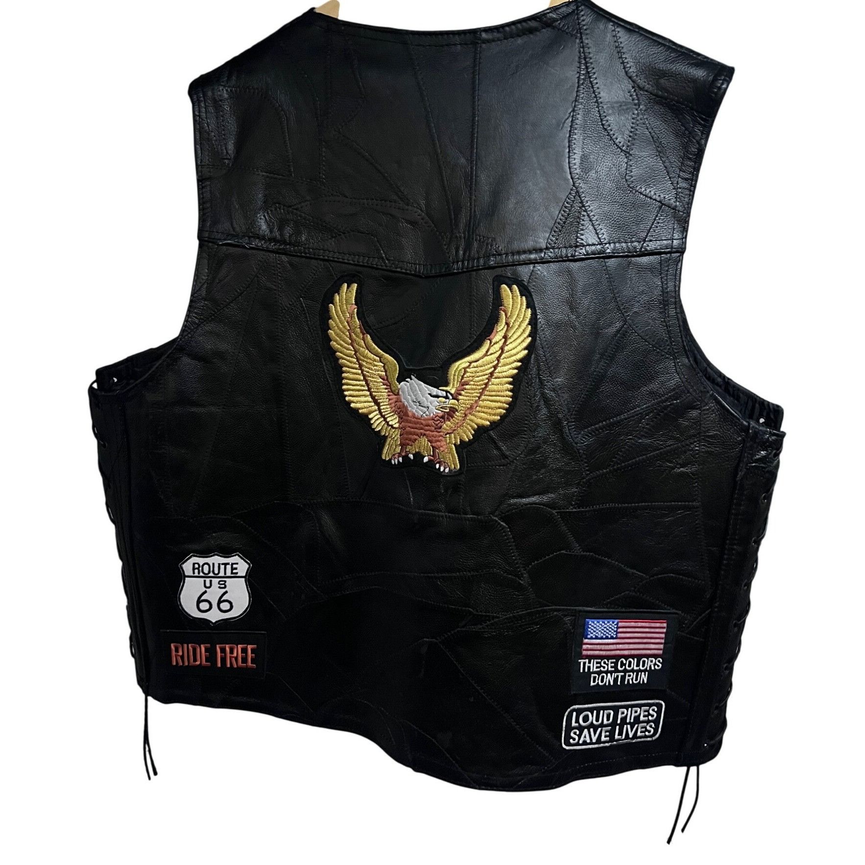 Vintage Diamond Plate Buffalo Mens Black Leather Snap Up Biker Vest Size US XXL / EU 58 / 5 - 2 Thumbnail