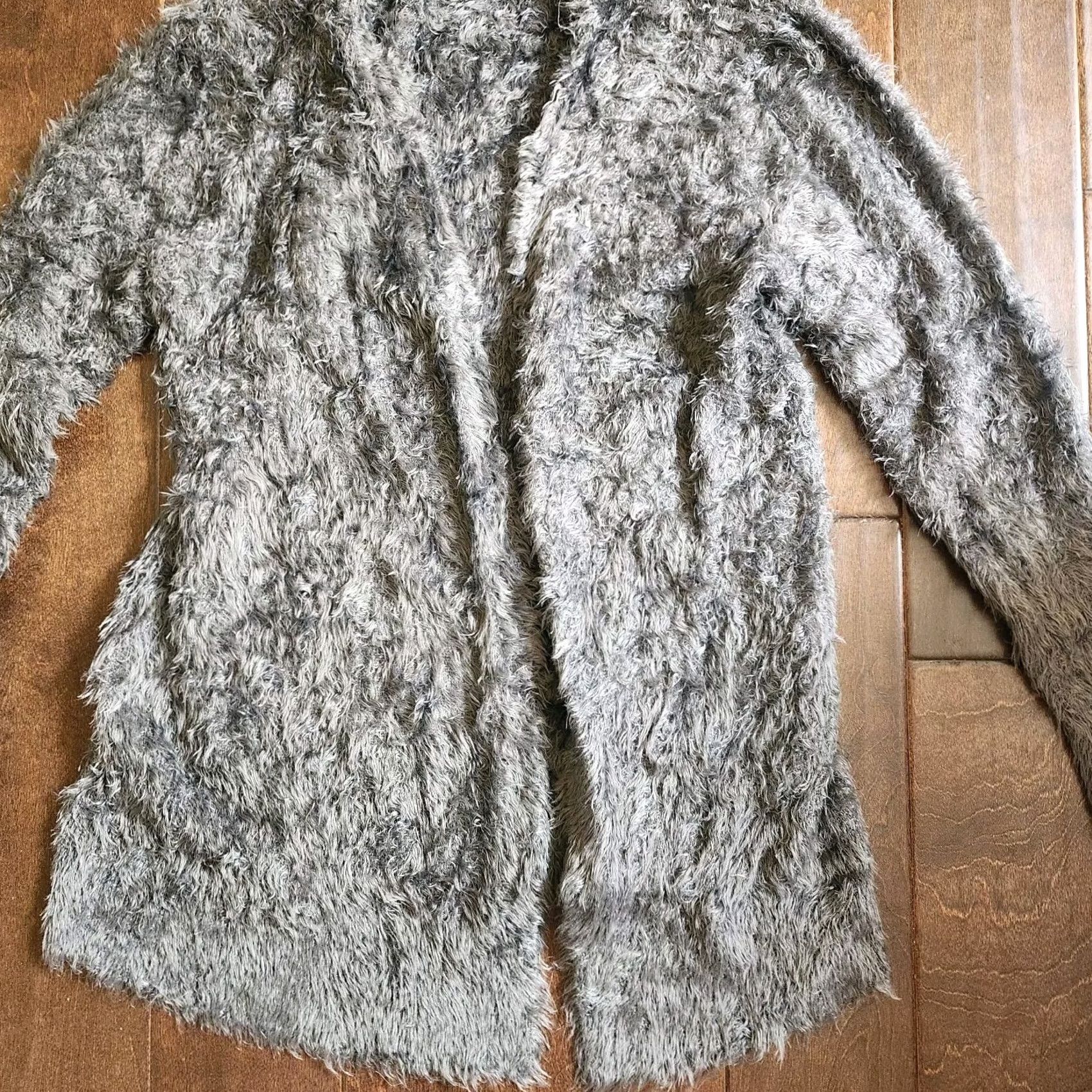 Sears Simply Styled By Sears Women's Cardigan Gray Open Front Fur Knit Coat M 90s Womens Size M / US 6-8 / IT 42-44 - 5 Thumbnail