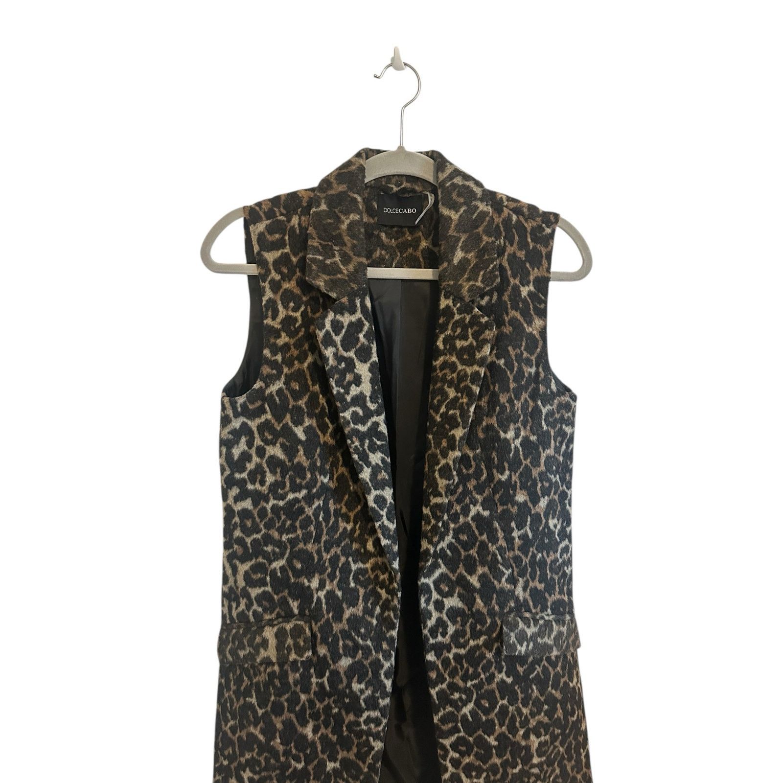 Other Dolce Cabo Brown Leopard Long Line Fleece Sleeveless Vest Size XS / US 0-2 / IT 36-38 - 5 Thumbnail