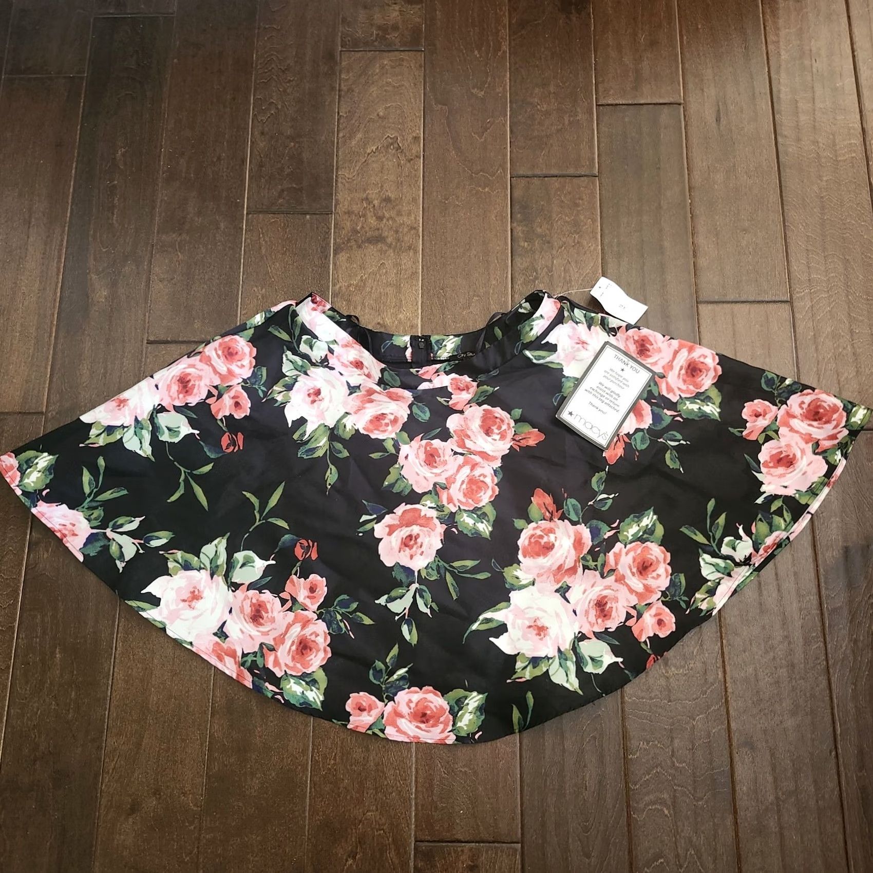 Vintage VINTAGE City Studio ROSE Black Rose Floral Party Skirt NWT - Size 13 Size 34" / US 12 / IT 48 - 2 Thumbnail