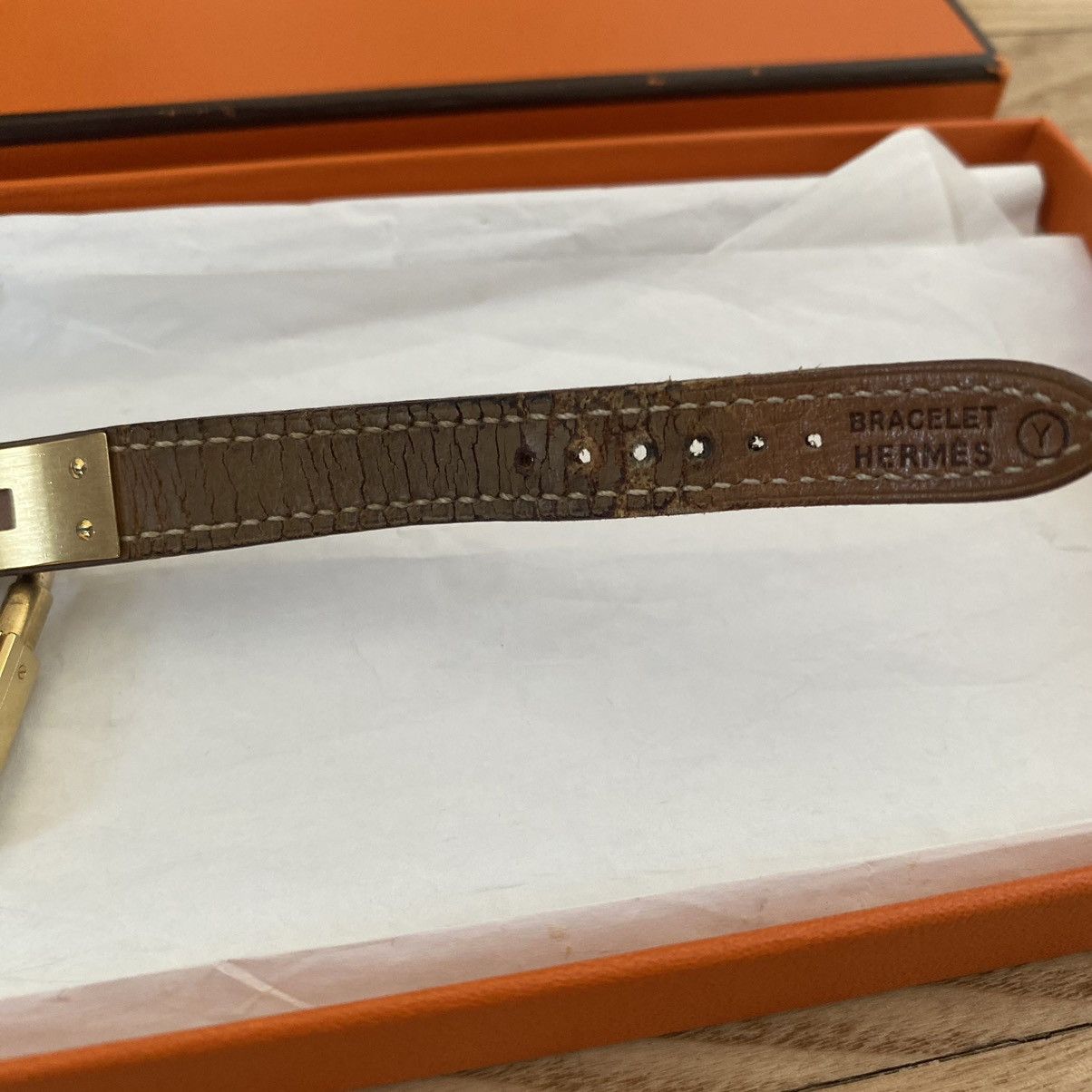 Hermes Hermes Kelly Watch Gold Brown Leather Bracelet Paris Vintage Size ONE SIZE - 8 Thumbnail