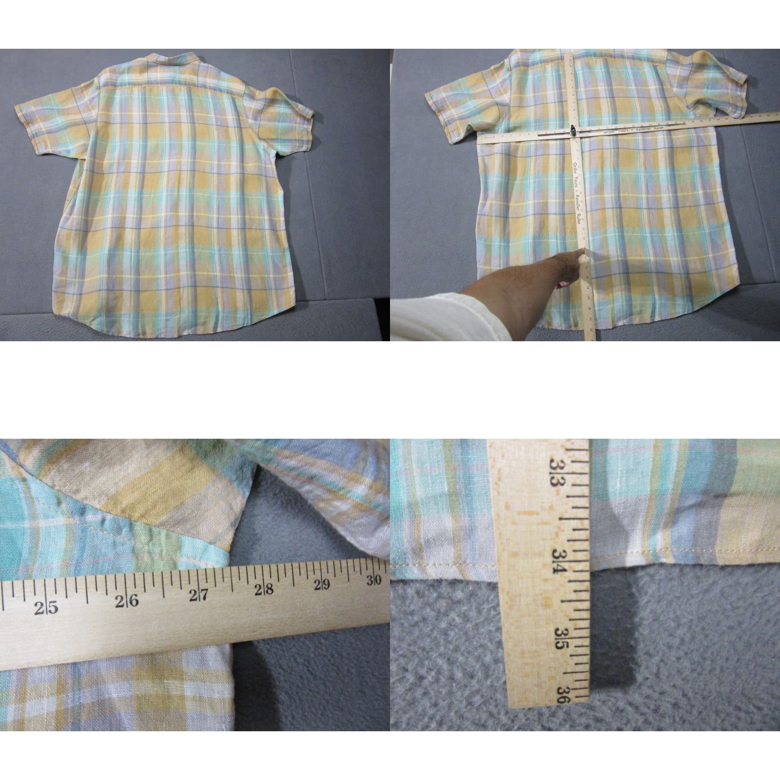 Lands' End Lands' End Shirt Mens XLT Plaid Linen Short Sleeve Button Up Summer Multicolor Button-Up Shirt Mens XLT Beach Classic Preppy Size US XL / EU 56 / 4 - 8 Thumbnail