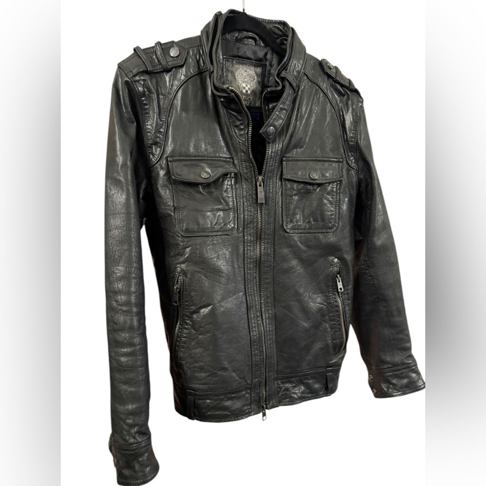 Vince Camuto Vince Camuto Mens Motorcycle Jacket Leather Size US S / EU 44-46 / 1 - 3 Thumbnail